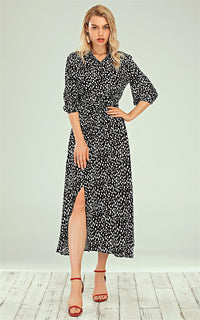 Shirt Dress In Royal Black & White Spot Print