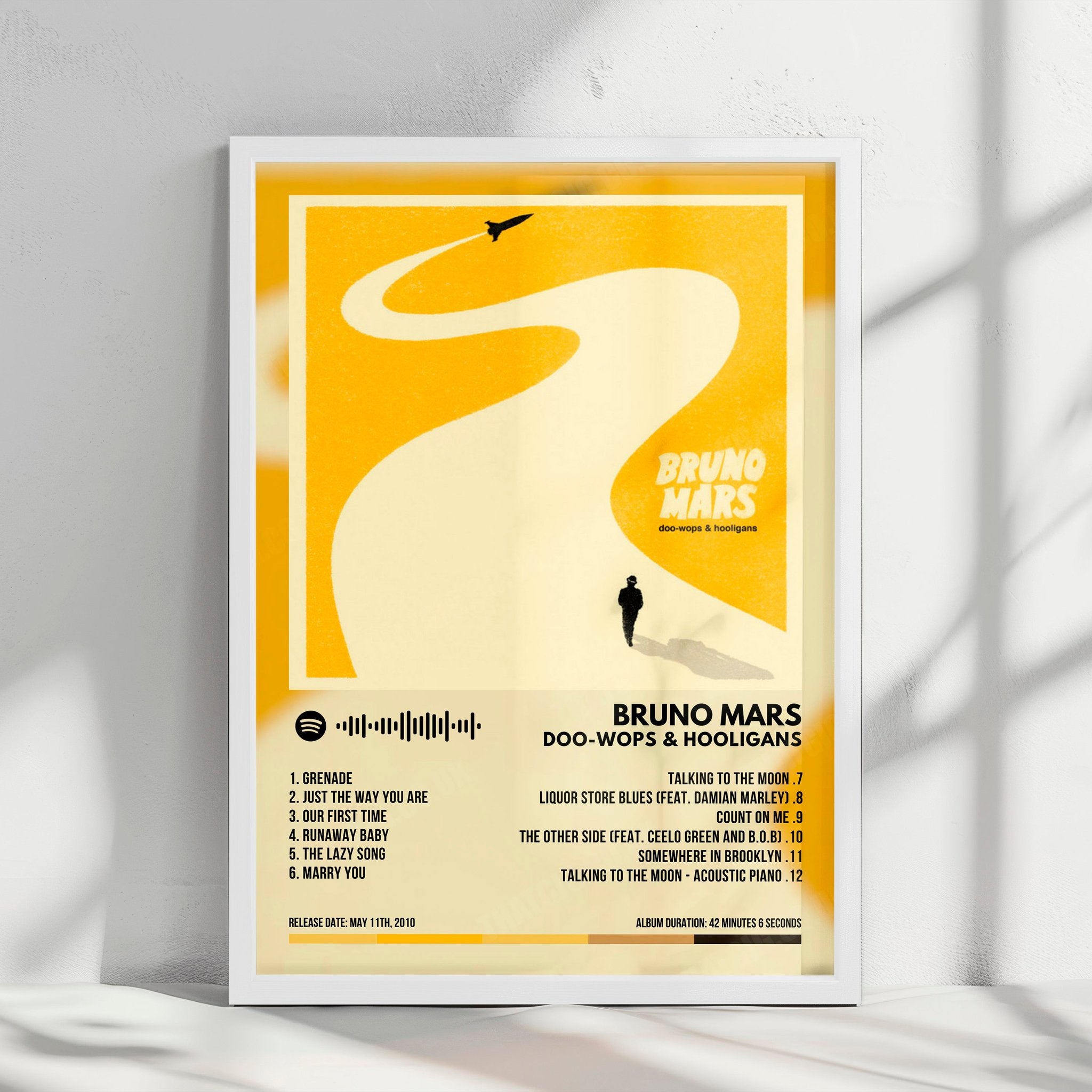Bruno Mars "Doo-Wops & Hooligans" Album Cover Poster - with Complete Tracklist