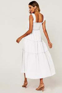 Hem Detail Tiered Maxi Dress In White