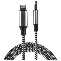 Maplin Lightning to 3.5mm Aux Stereo 3 Pole Jack Plug Braided Cable - Silver, 1m