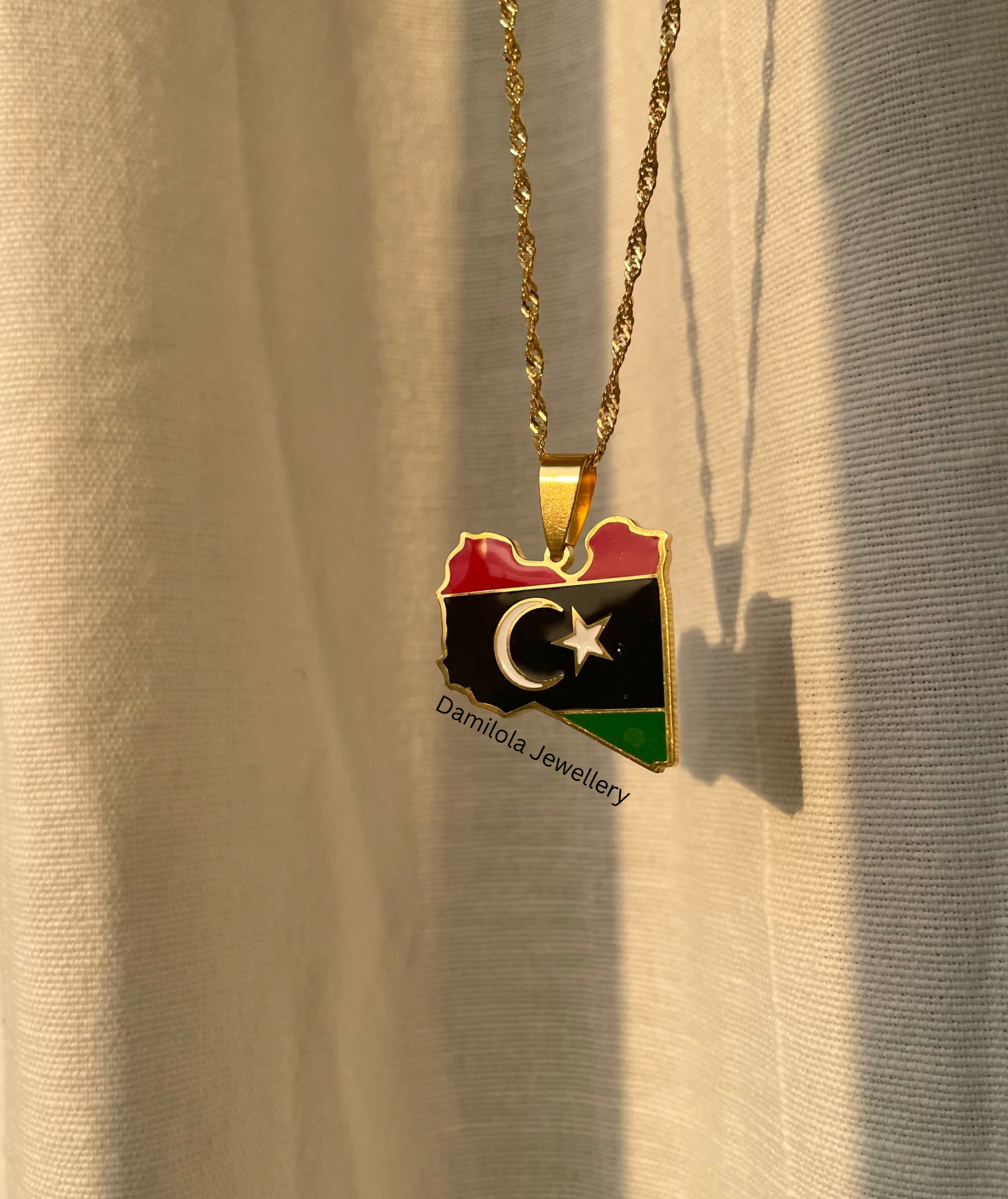 Libya Flag Map Necklace 🇱🇾