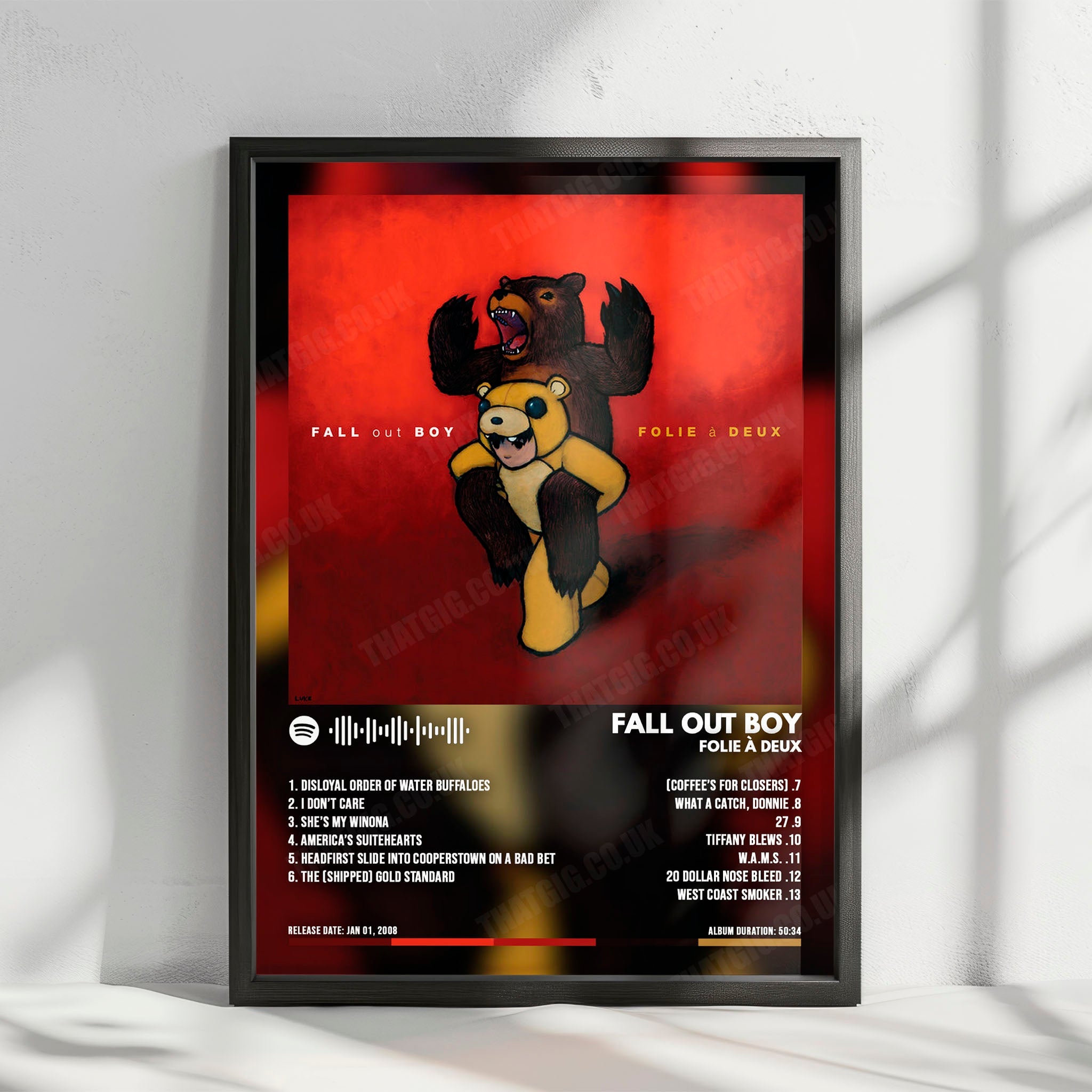 Fall Out Boy "Folie à Deux" Album Cover Poster - with Complete Tracklist