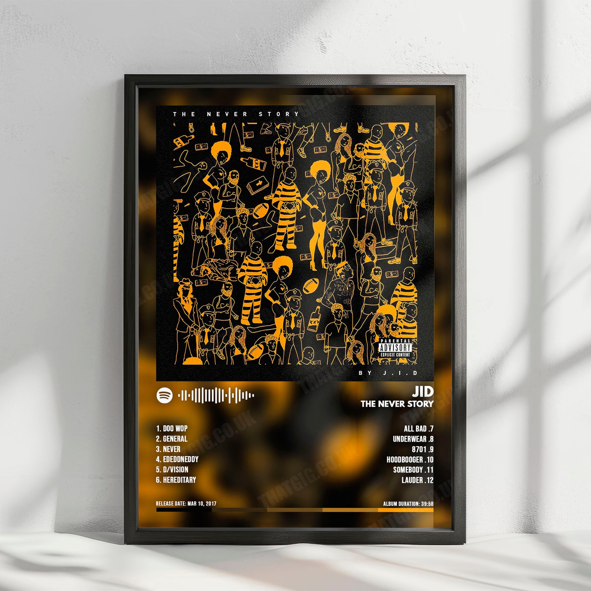 JID "The Never Story" Album Cover Poster - with Complete Tracklist