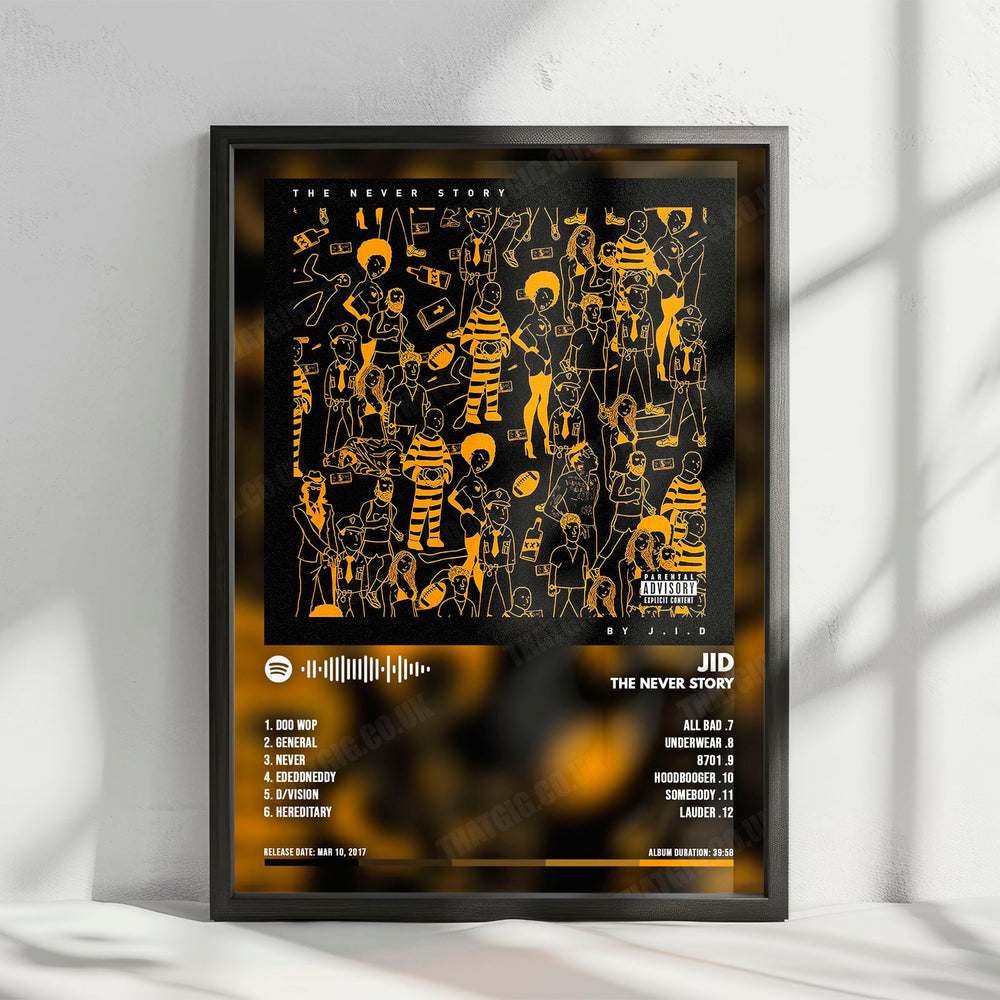 JID "The Never Story" Album Cover Poster - with Complete Tracklist