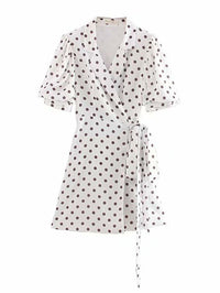 Puffy Sleeve Wrap Mini Dress Blazer D...