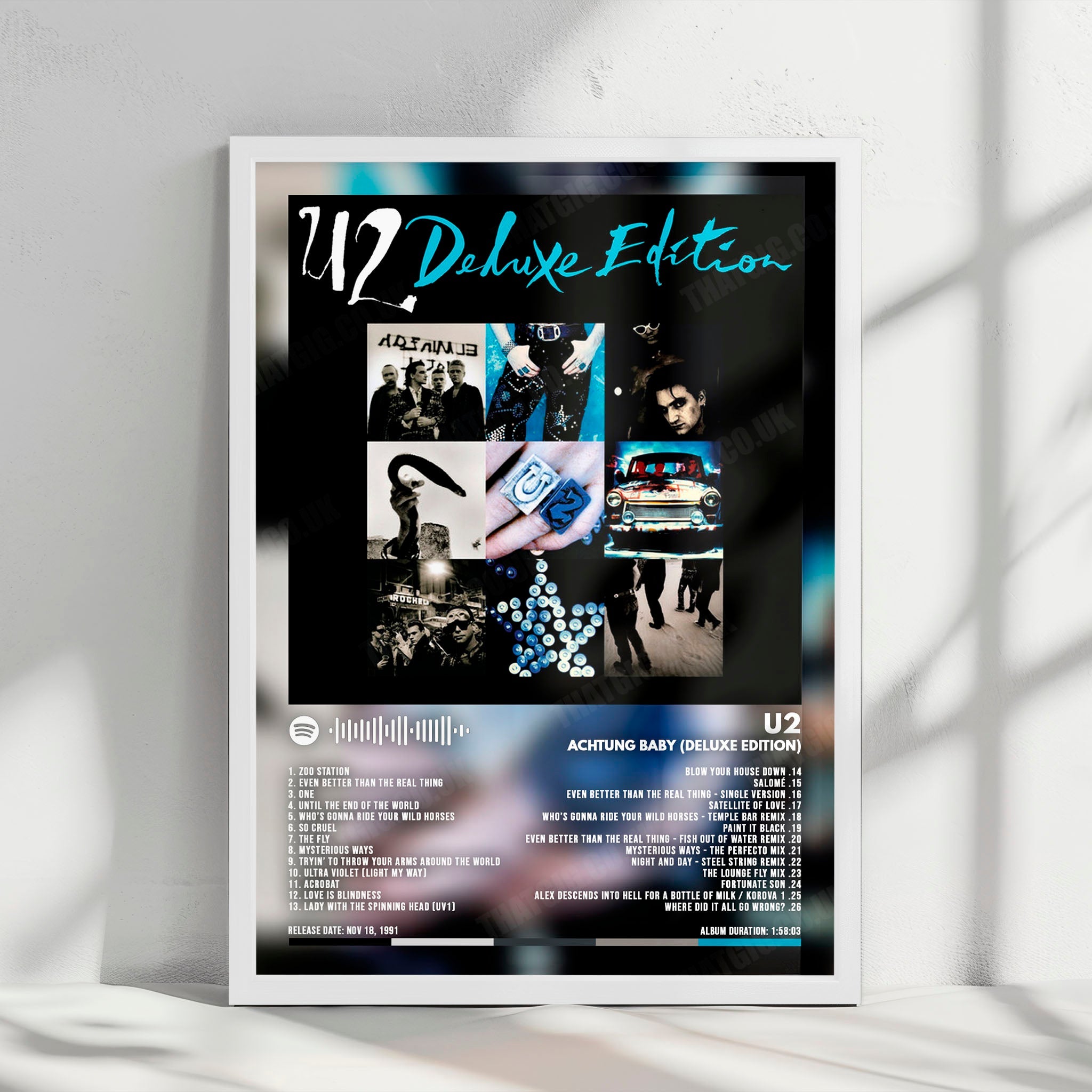 U2 "Achtung Baby" Album Cover Poster - with Complete Tracklist