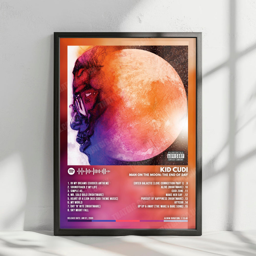 Kid Cudi "Man on the Moon" Album Cover Poster - with Complete Tracklist