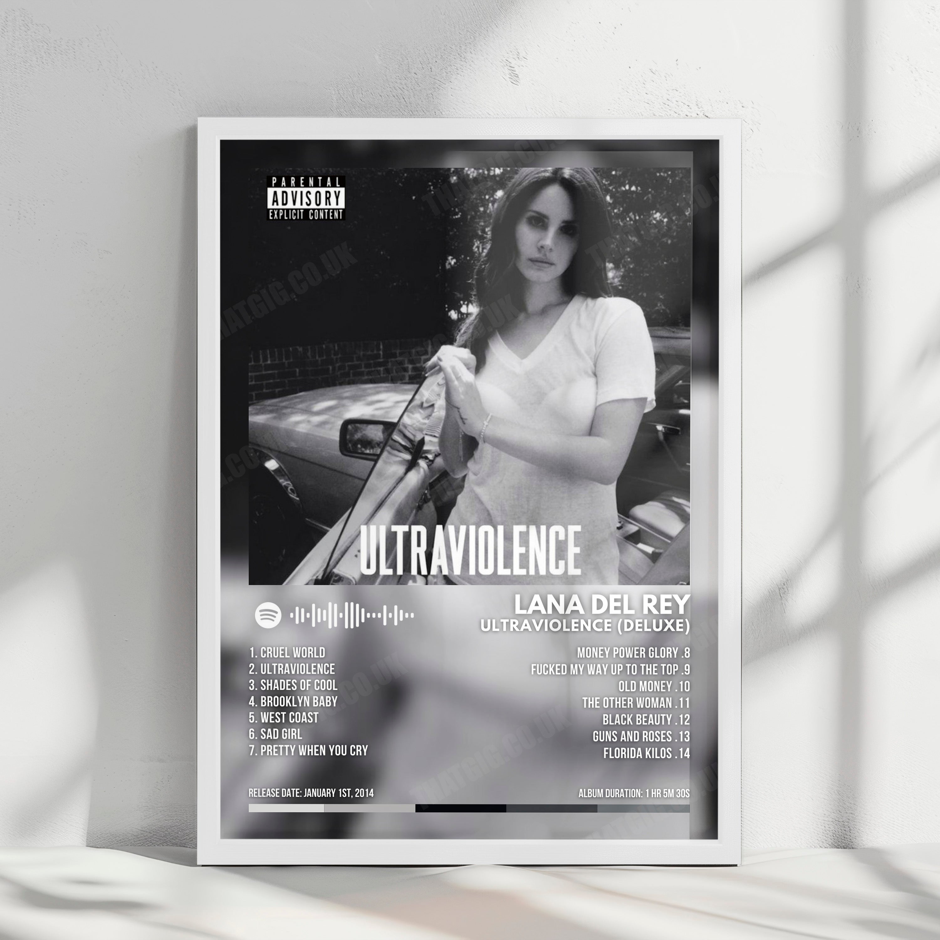 Lana Del Rey "Ultraviolence (Deluxe)" Album Cover Poster - with Complete Tracklist