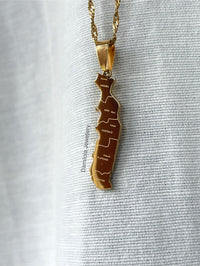 Togo Engraved Map Necklace - Gold