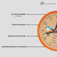 Vintage Bird Wall Clock and Thermometer