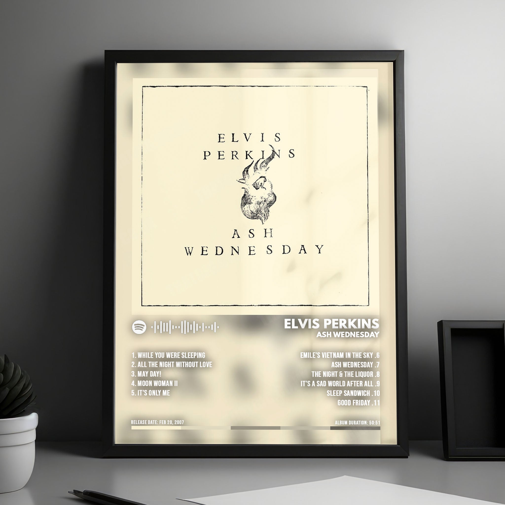Elvis Perkins "Ash Wednesday" Album Cover Poster - with Complete Tracklist