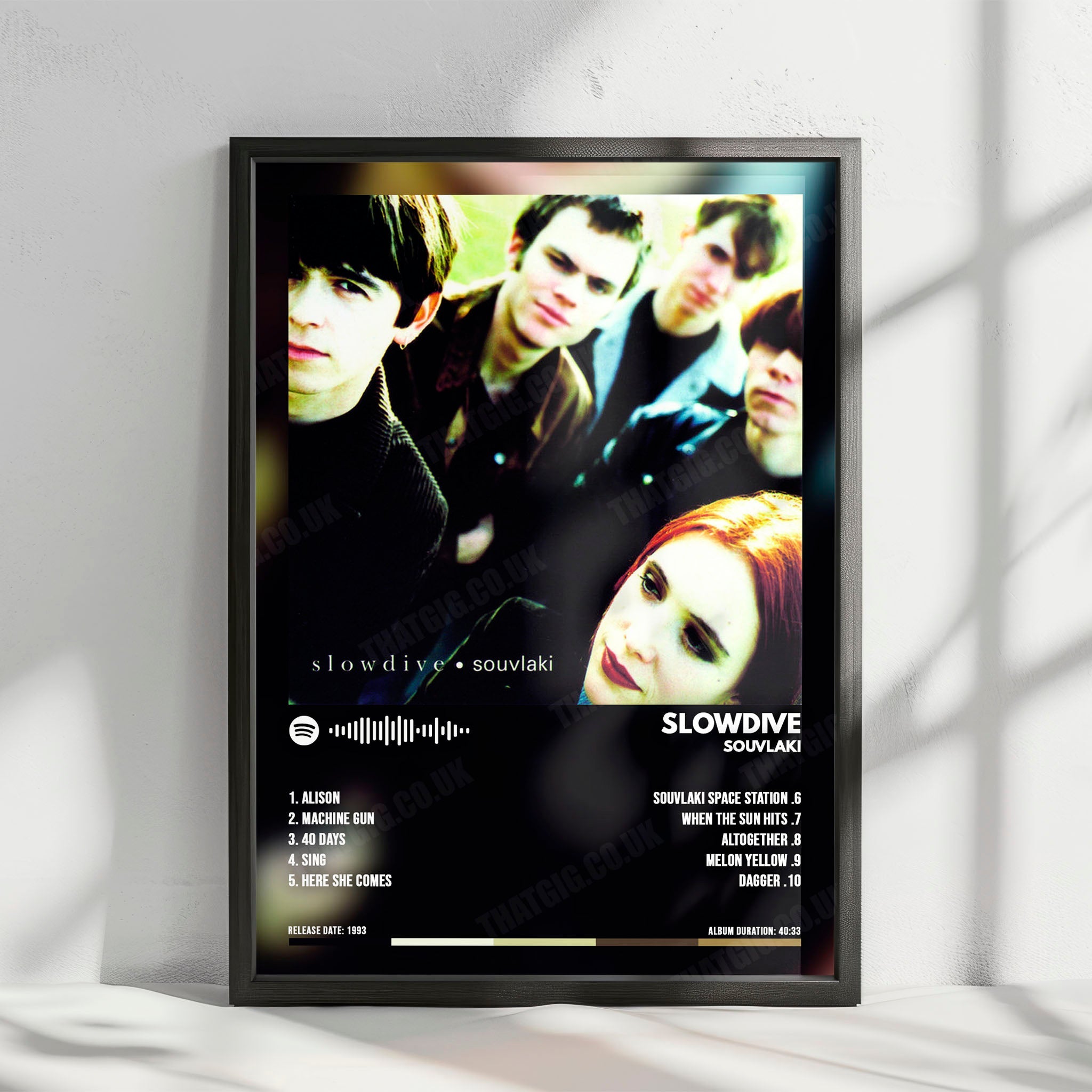 Slowdive "Souvlaki" Album Cover Poster - with Complete Tracklist