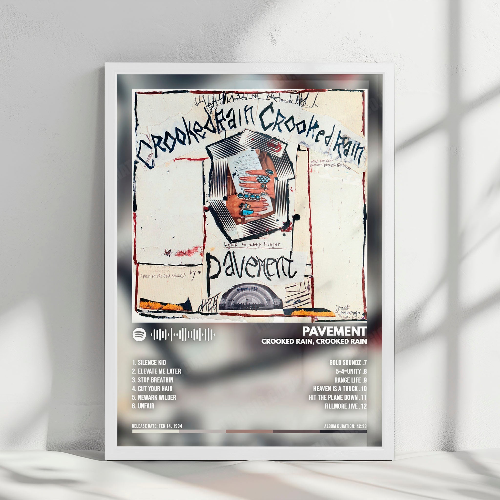 Pavement "Crooked Rain, Crooked Rain" Album Cover Poster - with Complete Tracklist