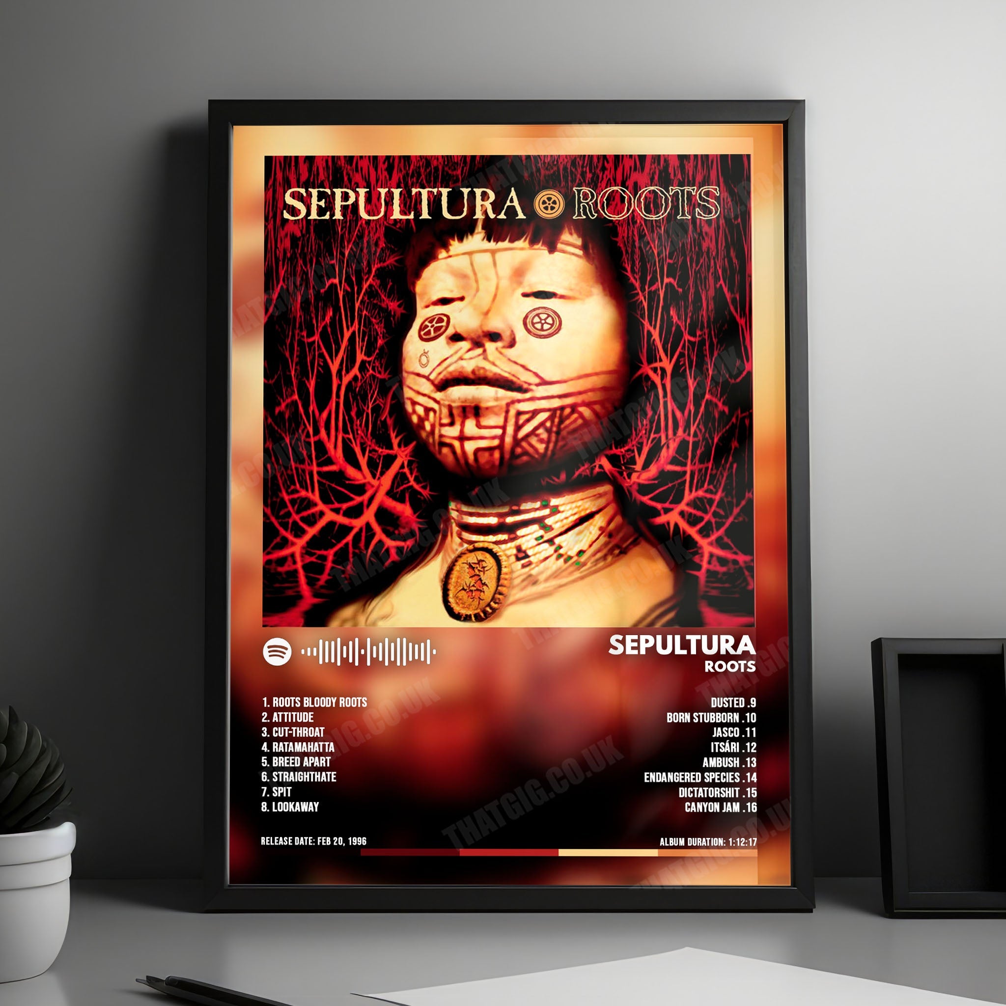 Sepultura "Roots" Album Cover Poster - with Complete Tracklist