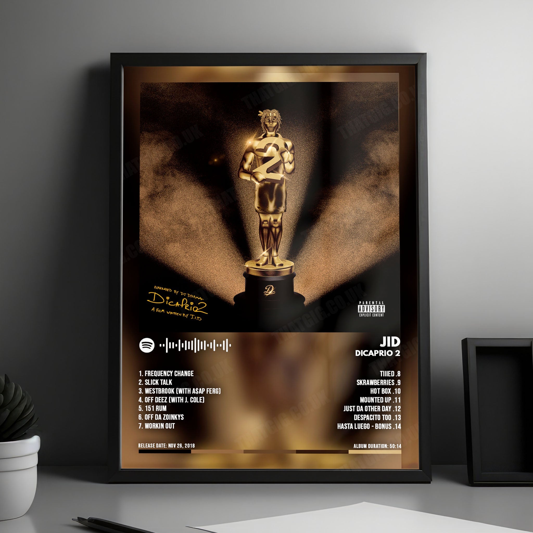 JID "DiCaprio 2" Album Cover Poster - with Complete Tracklist