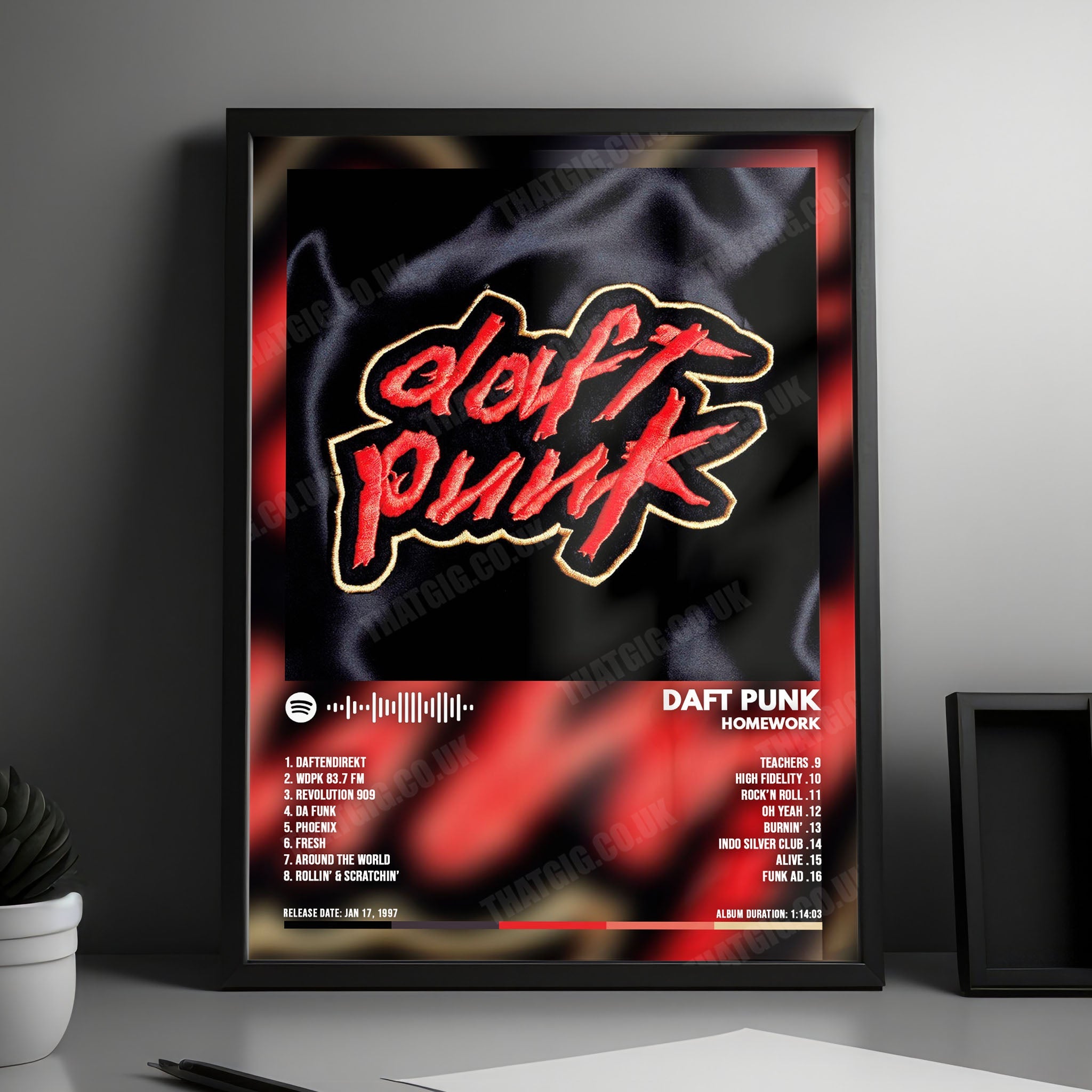 Daft Punk "Homework" Album Cover Poster - with Complete Tracklist