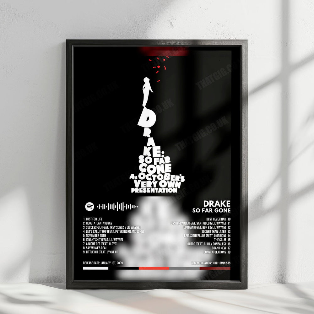 Drake "So Far Gone" Album Cover Poster - with Complete Tracklist