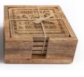 Set of 4 "Be Merry" Christmas Coasters