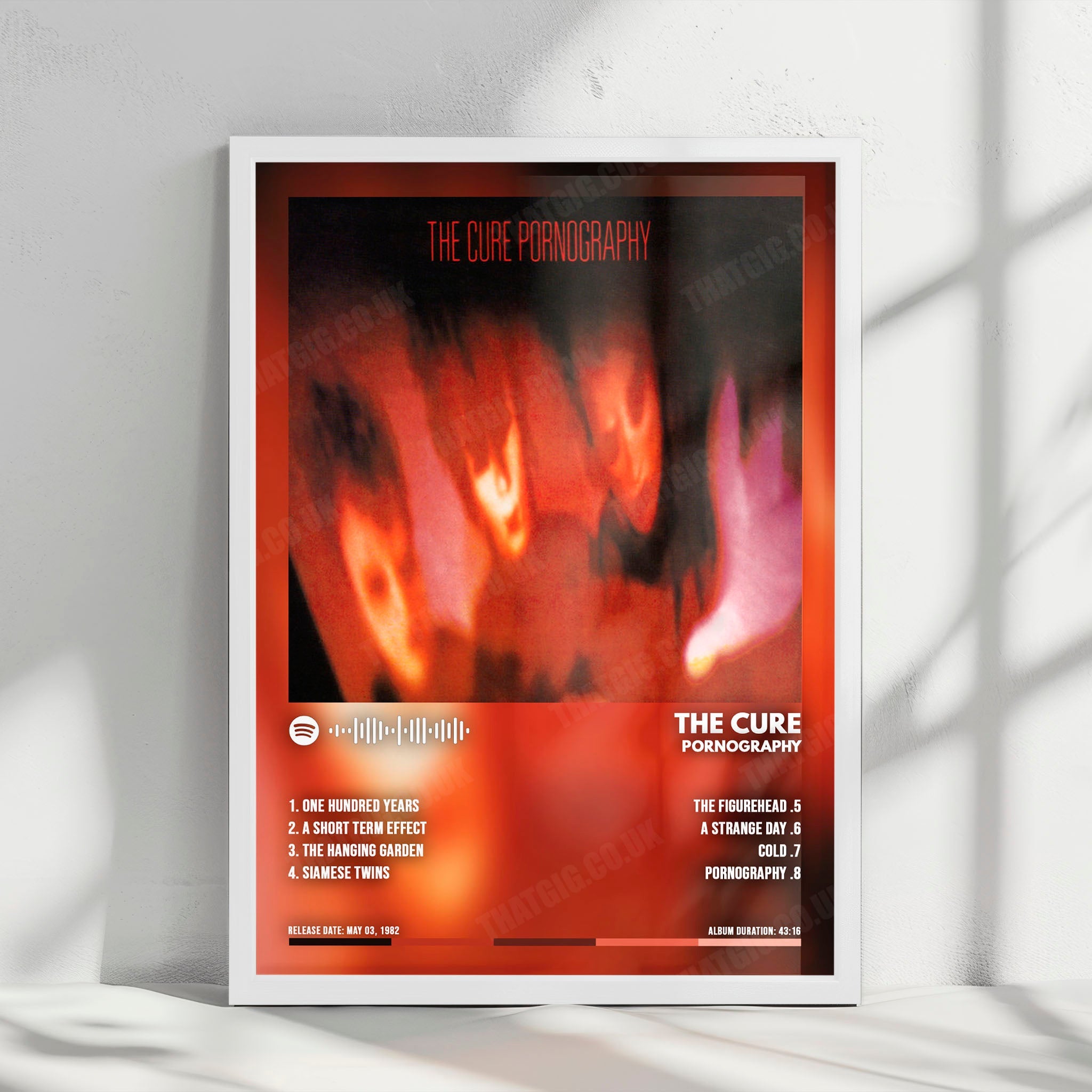 The Cure "Pornography" Album Cover Poster - with Complete Tracklist
