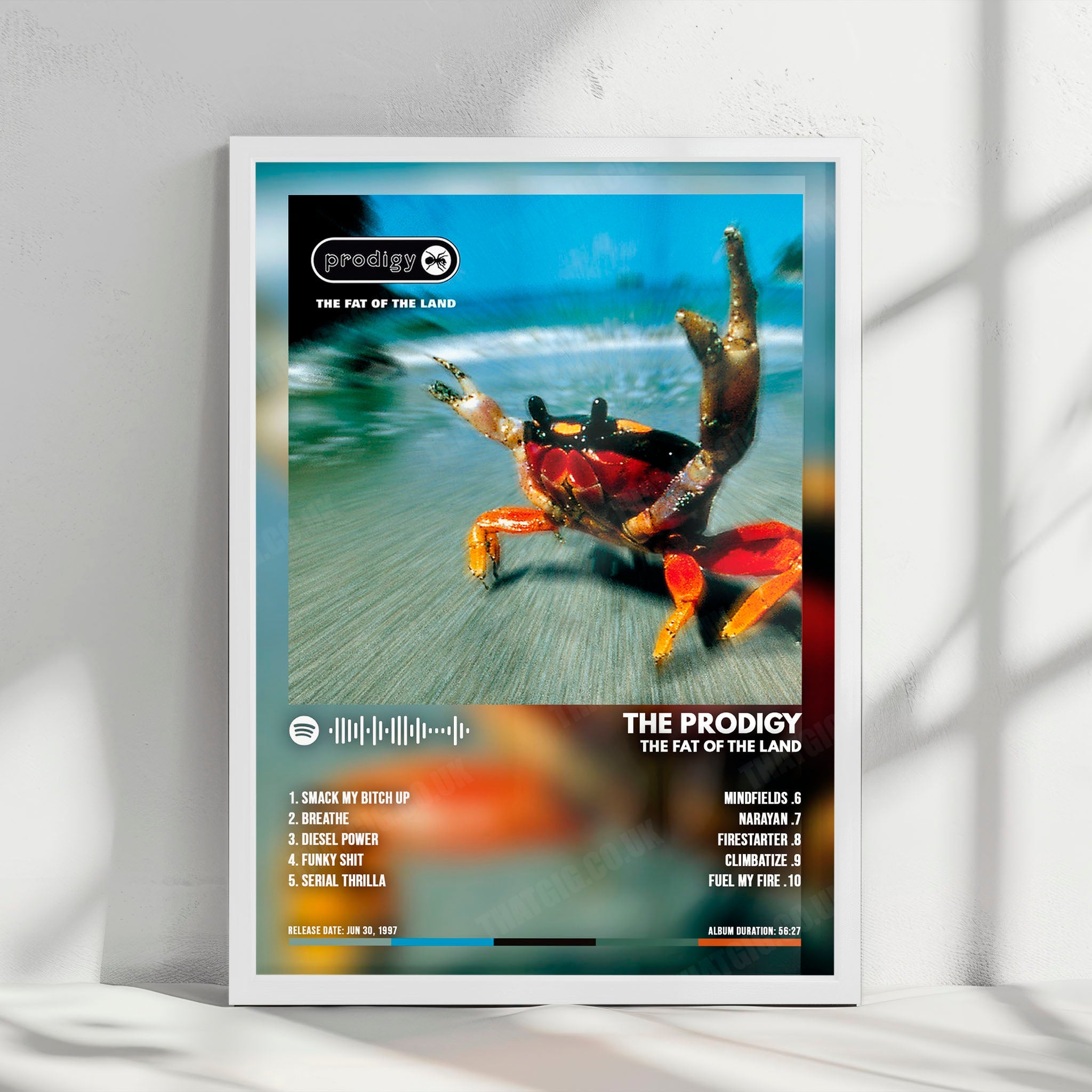 The Prodigy "The Fat of the Land  " Album Cover Poster - with Complete Tracklist