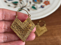 Textured Chevron Statement earrings - Ethnic Fusion Brass Earrings