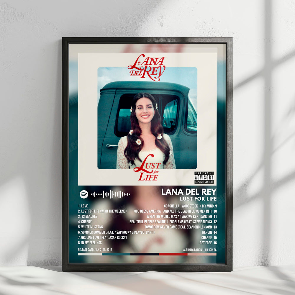 Lana Del Rey "Lust For Life" Album Cover Poster - with Complete Tracklist