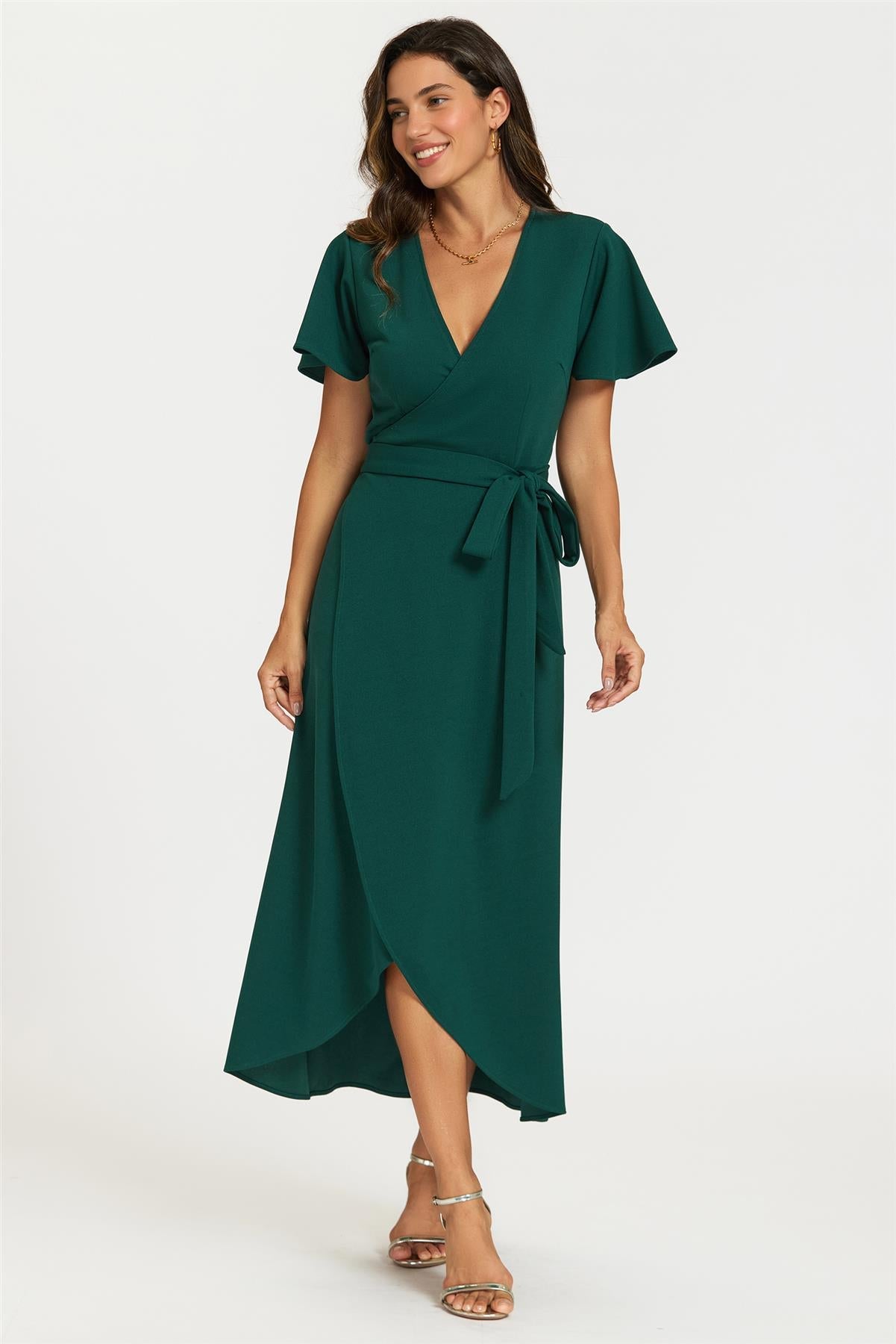 Wrap Maxi Dress In Green
