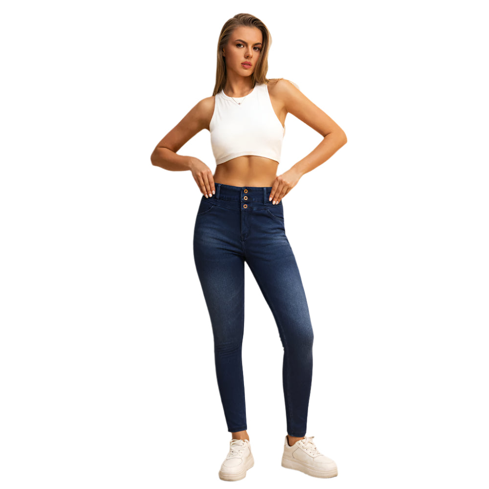 Shascullfites Melody High-Waisted Skinny Jeans for Women – Dark Blue Stretch Denim with Zipper Pockets & Butt-Lifting Fit