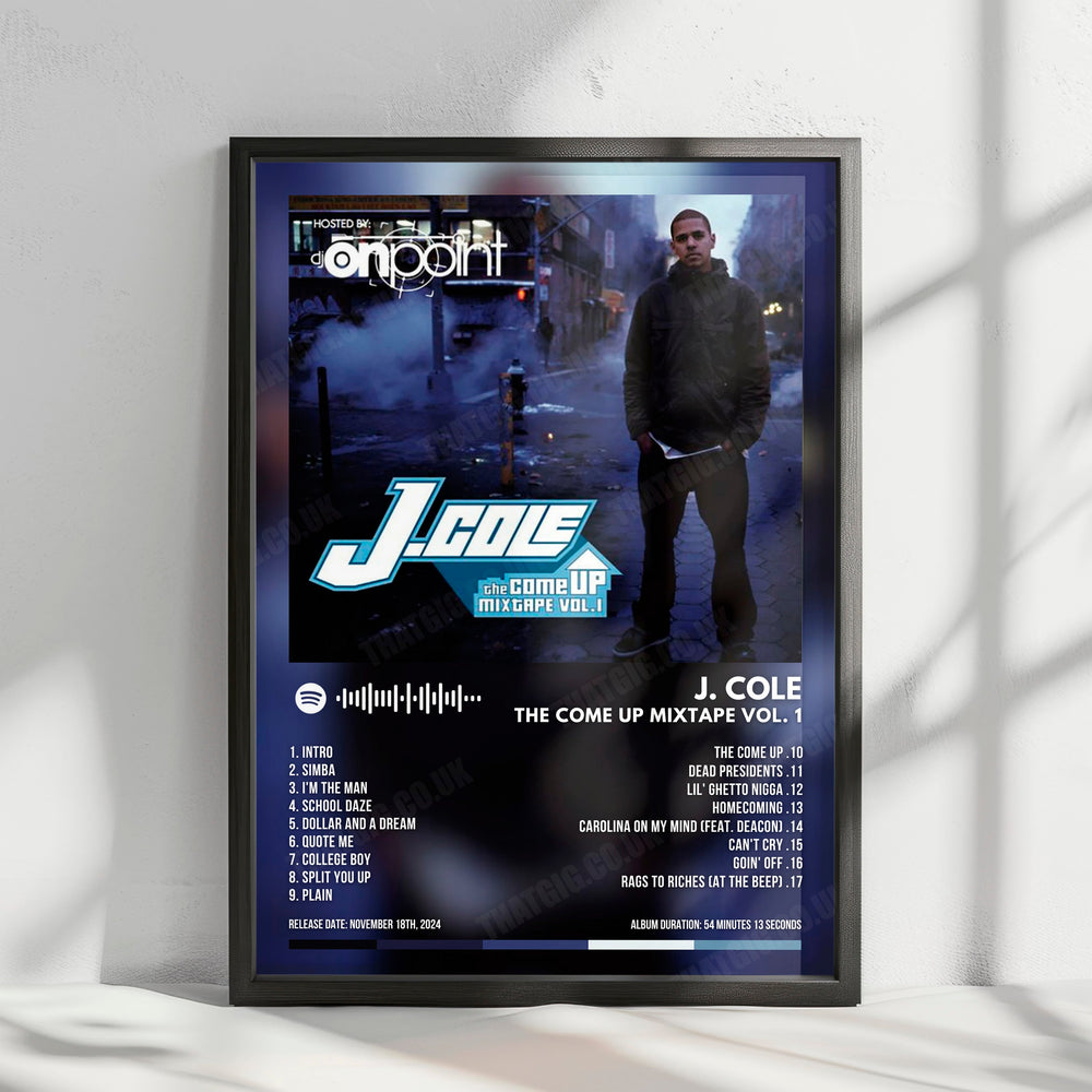 J. Cole "The Come Up Mixtape Vol. 1" Album Cover Poster - with Complete Tracklist