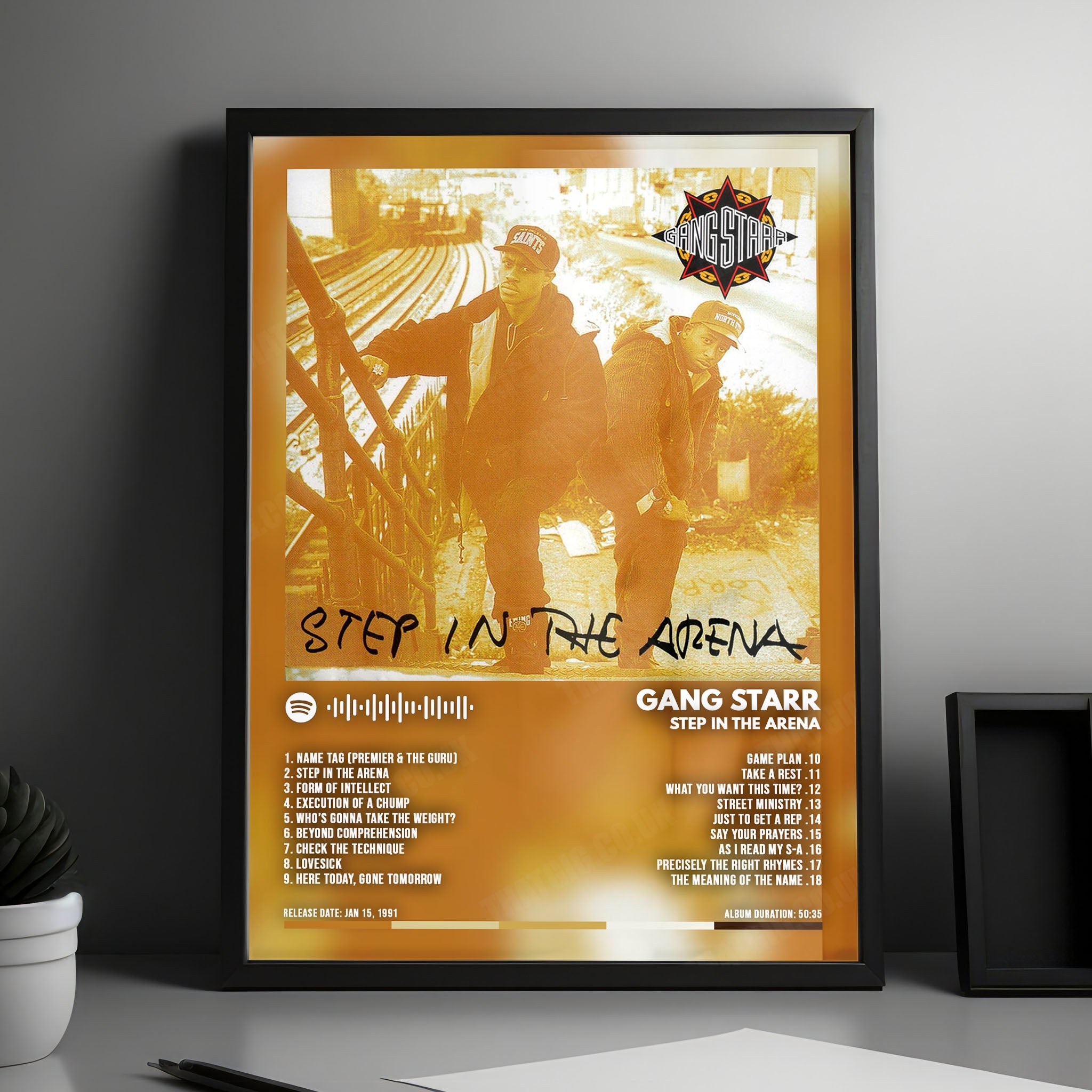 Gang Starr "Step in the Arena" Album Cover Poster - with Complete Tracklist