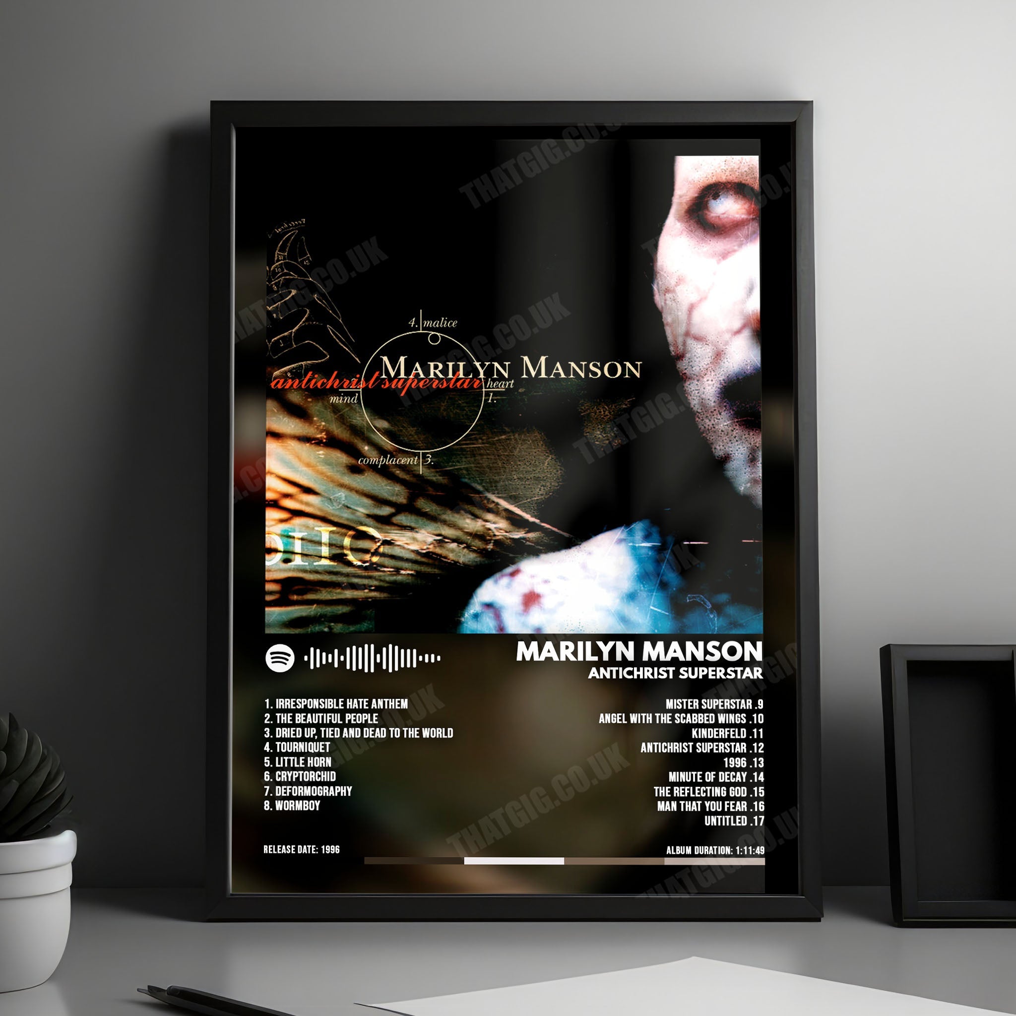 Marilyn Manson "Antichrist Superstar" Album Cover Poster - with Complete Tracklist