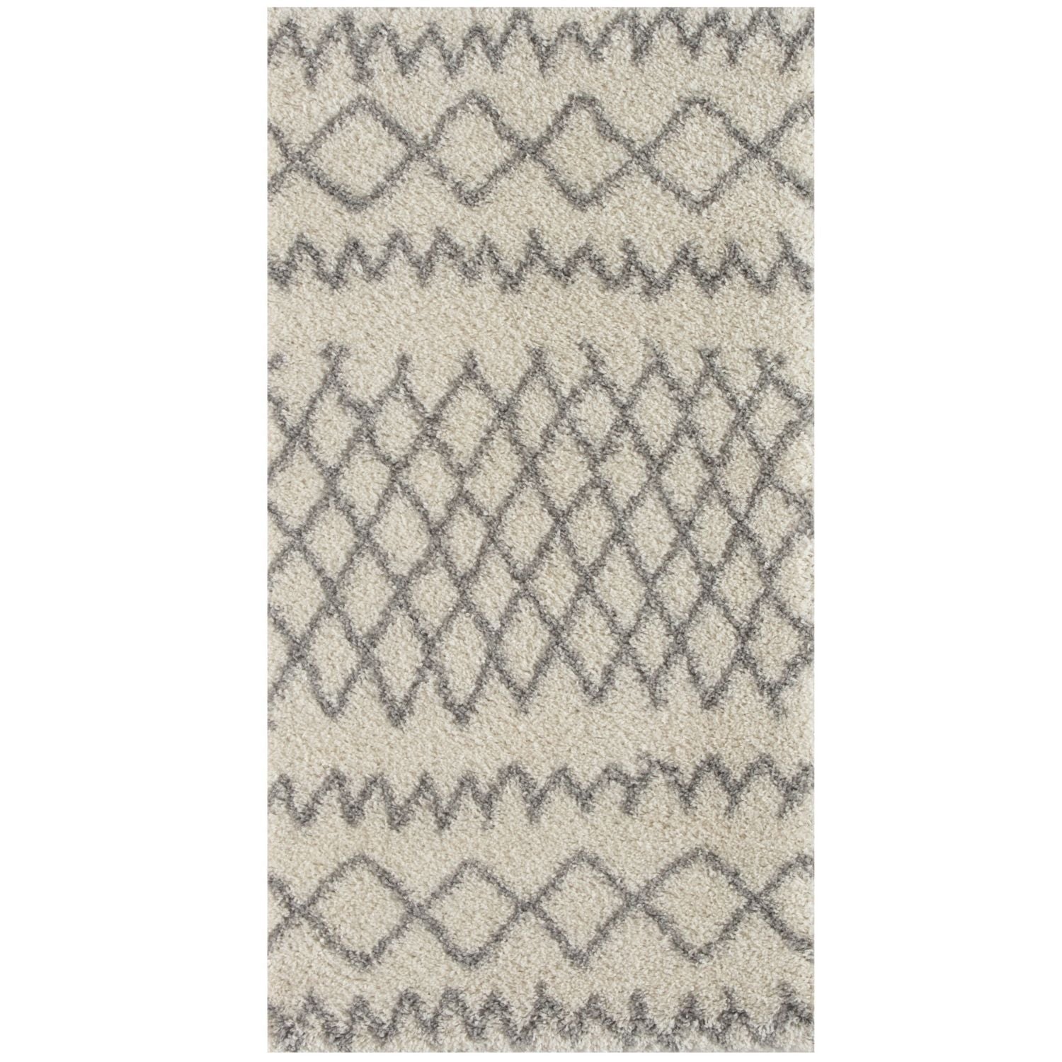 Moroccan Ivory Grey Shaggy Rug | 900
