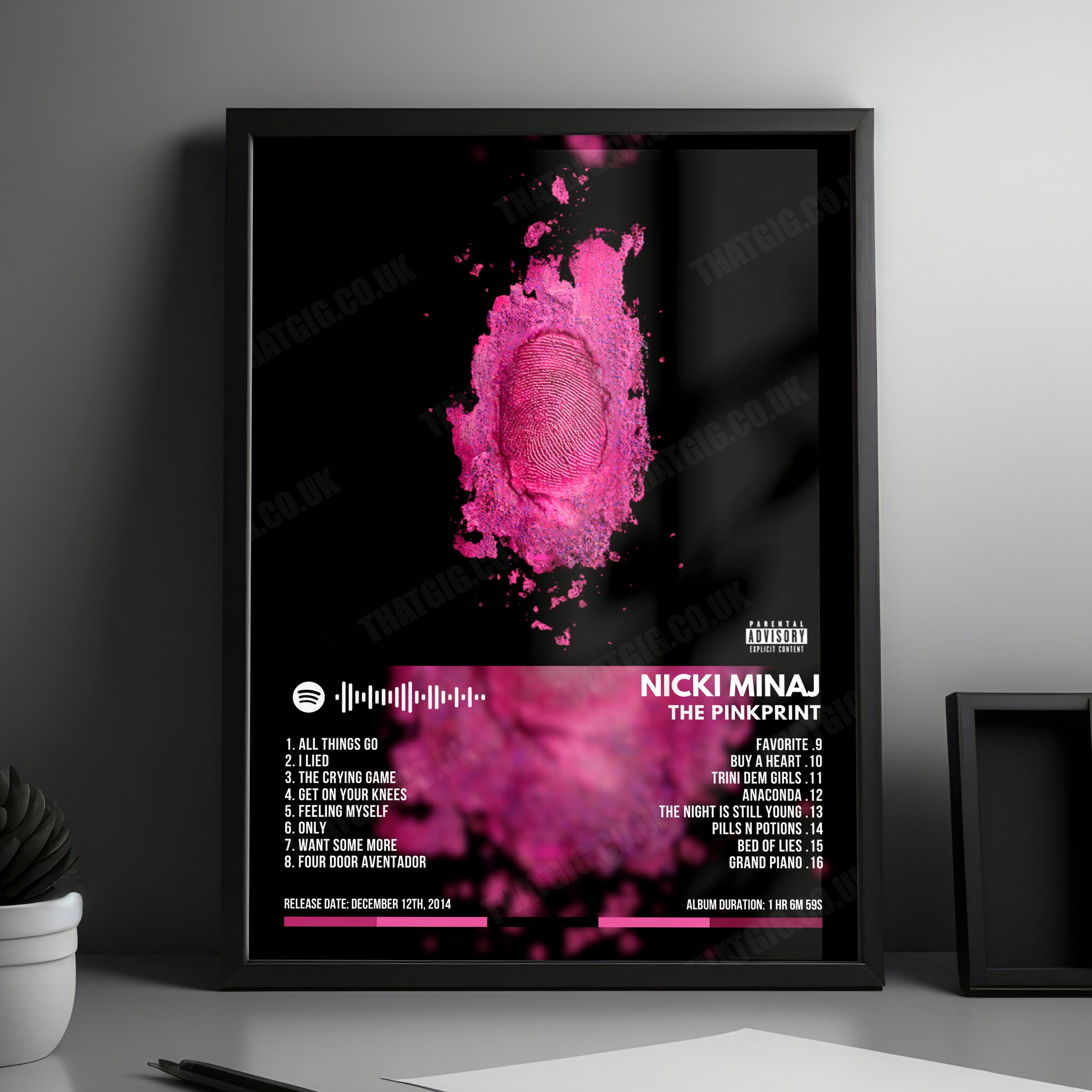 Nicki Minaj "The Pinkprint" Album Cover Poster - with Complete Tracklist