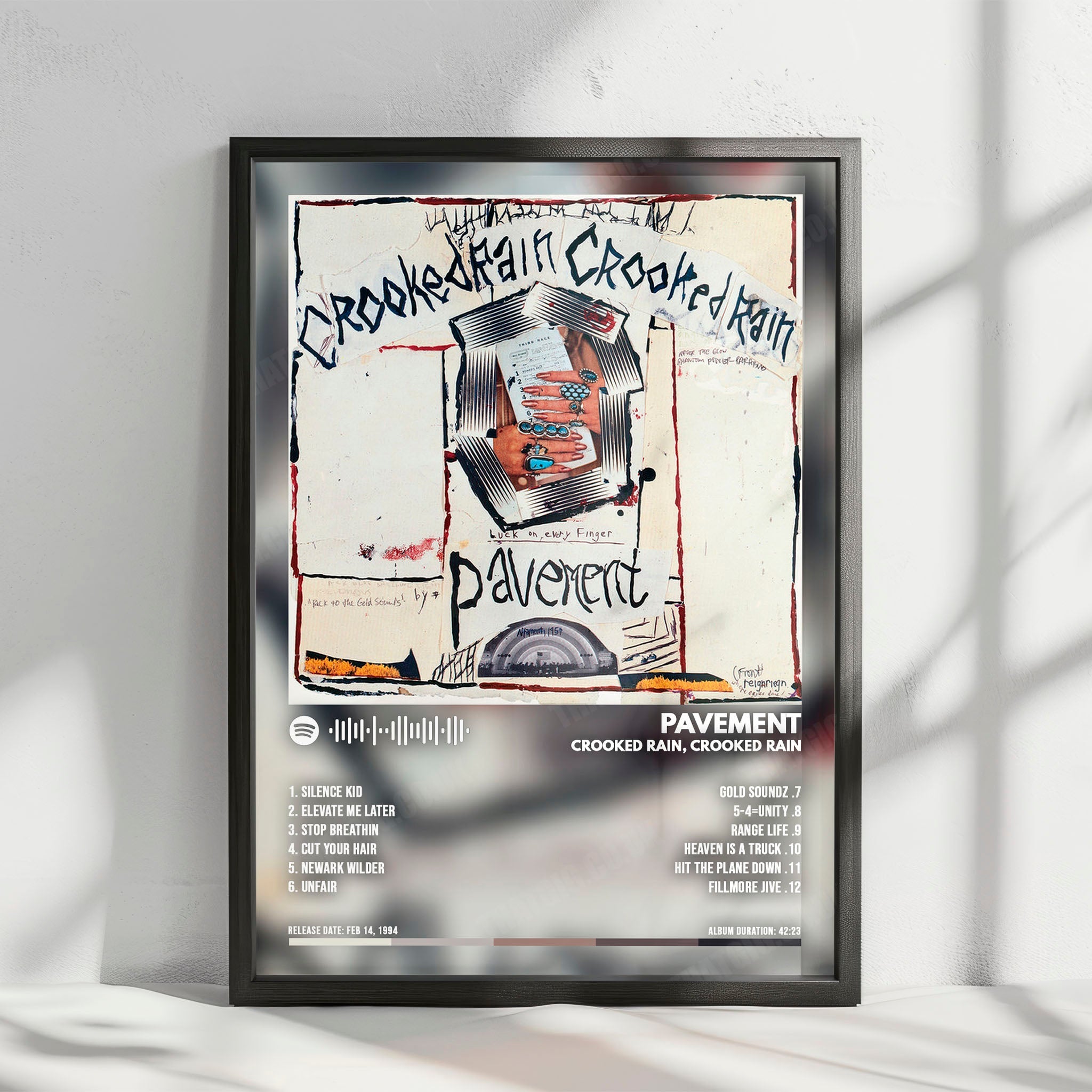 Pavement "Crooked Rain, Crooked Rain" Album Cover Poster - with Complete Tracklist