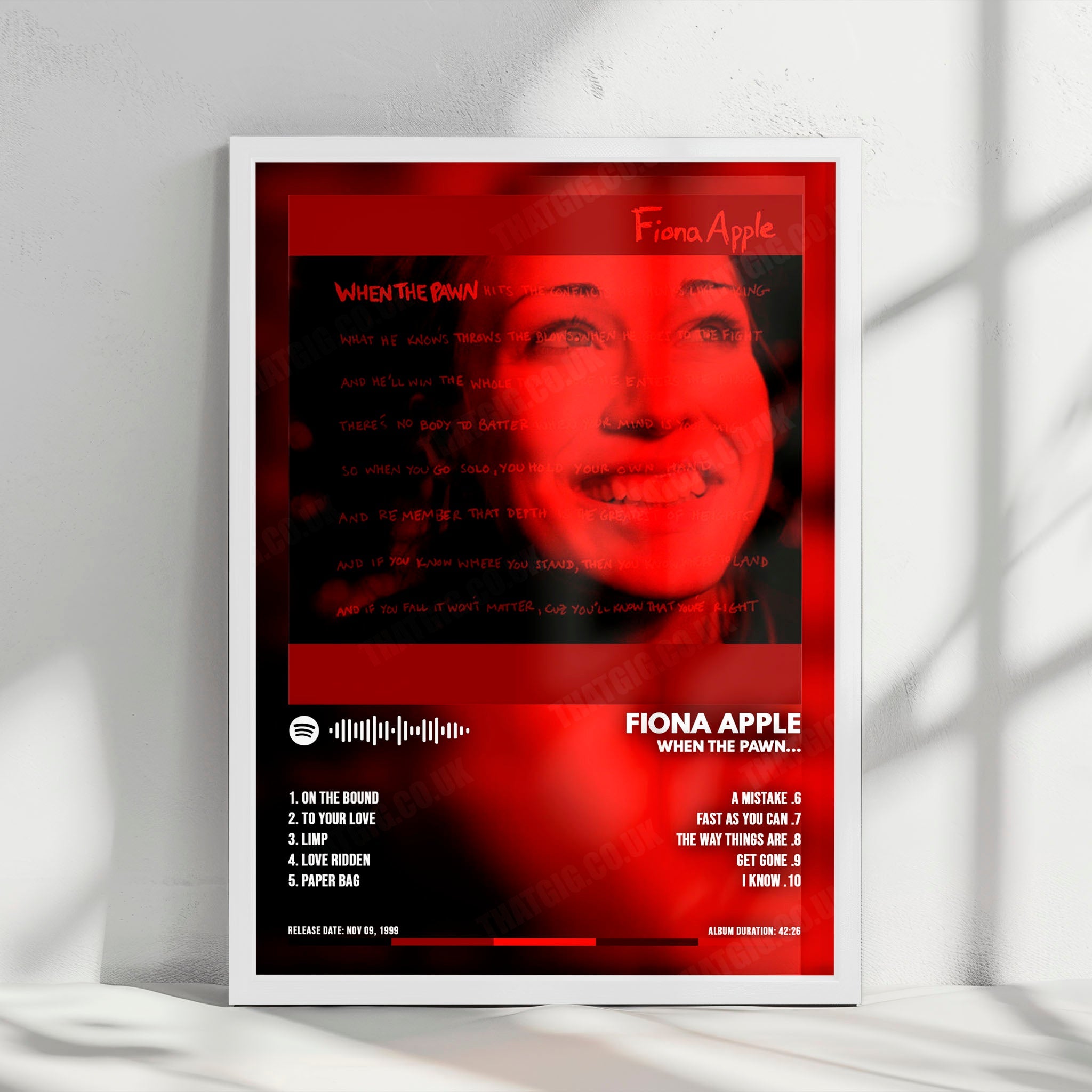 Fiona Apple "When the Pawn...  " Album Cover Poster - with Complete Tracklist