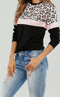 Animal Print With Pink Striped In Black Top