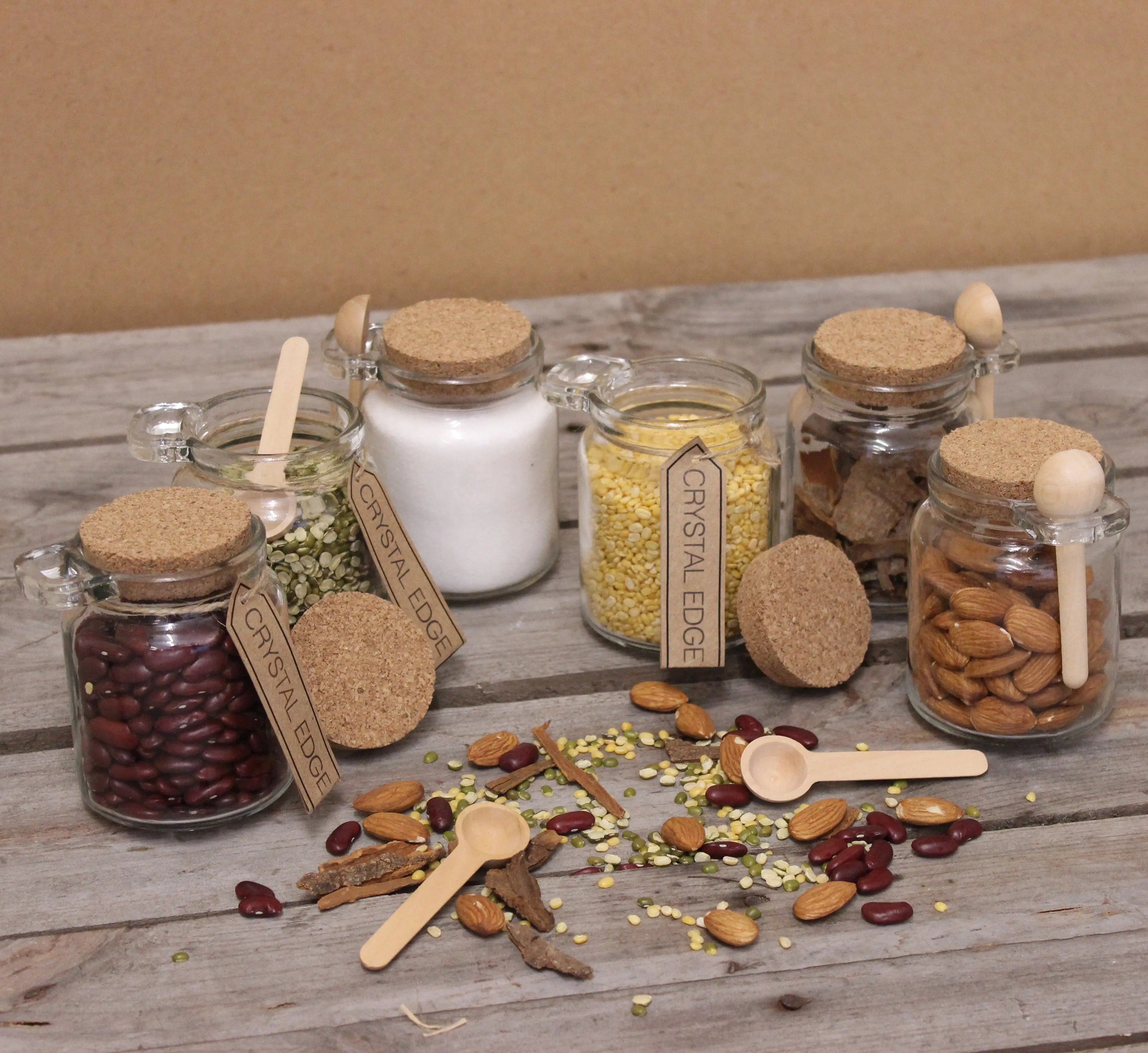 General Store Set of 6 Stylish Glass Storage Jars with Spoon
