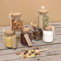 General Store Set of 6 Stylish Glass Storage Jars with Spoon
