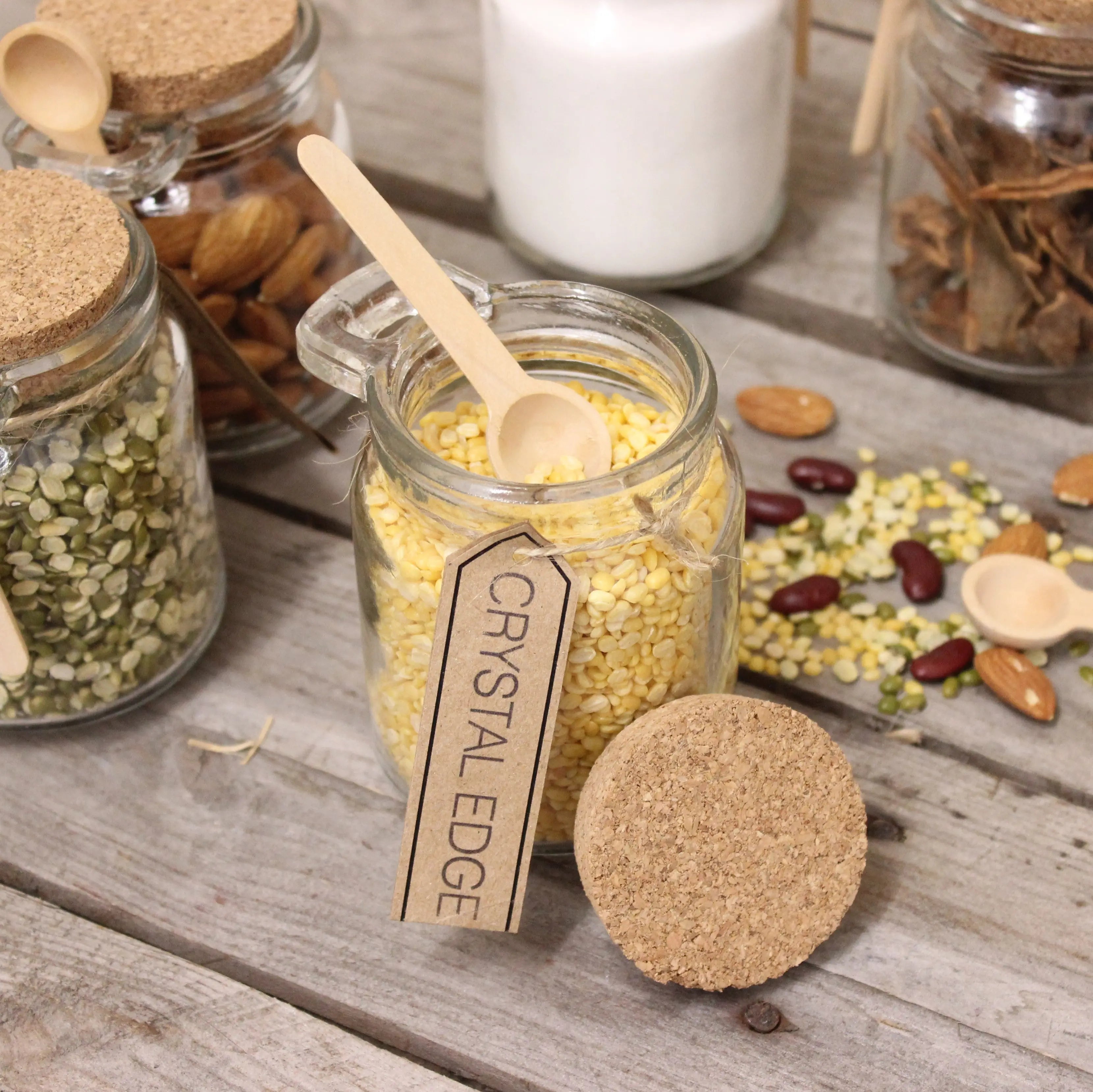 General Store Set of 6 Stylish Glass Storage Jars with Spoon