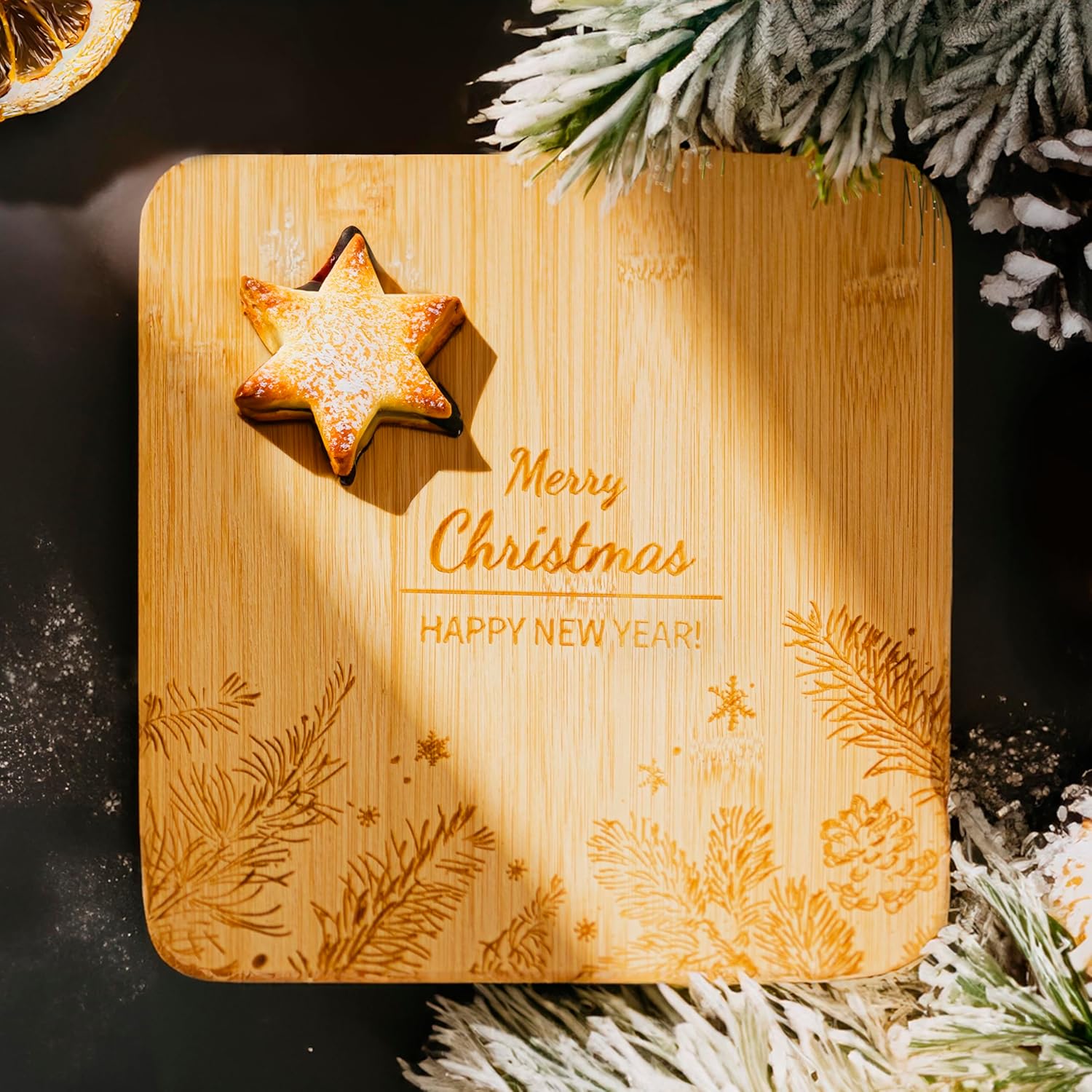 Merry Christmas Bamboo Chopping Board