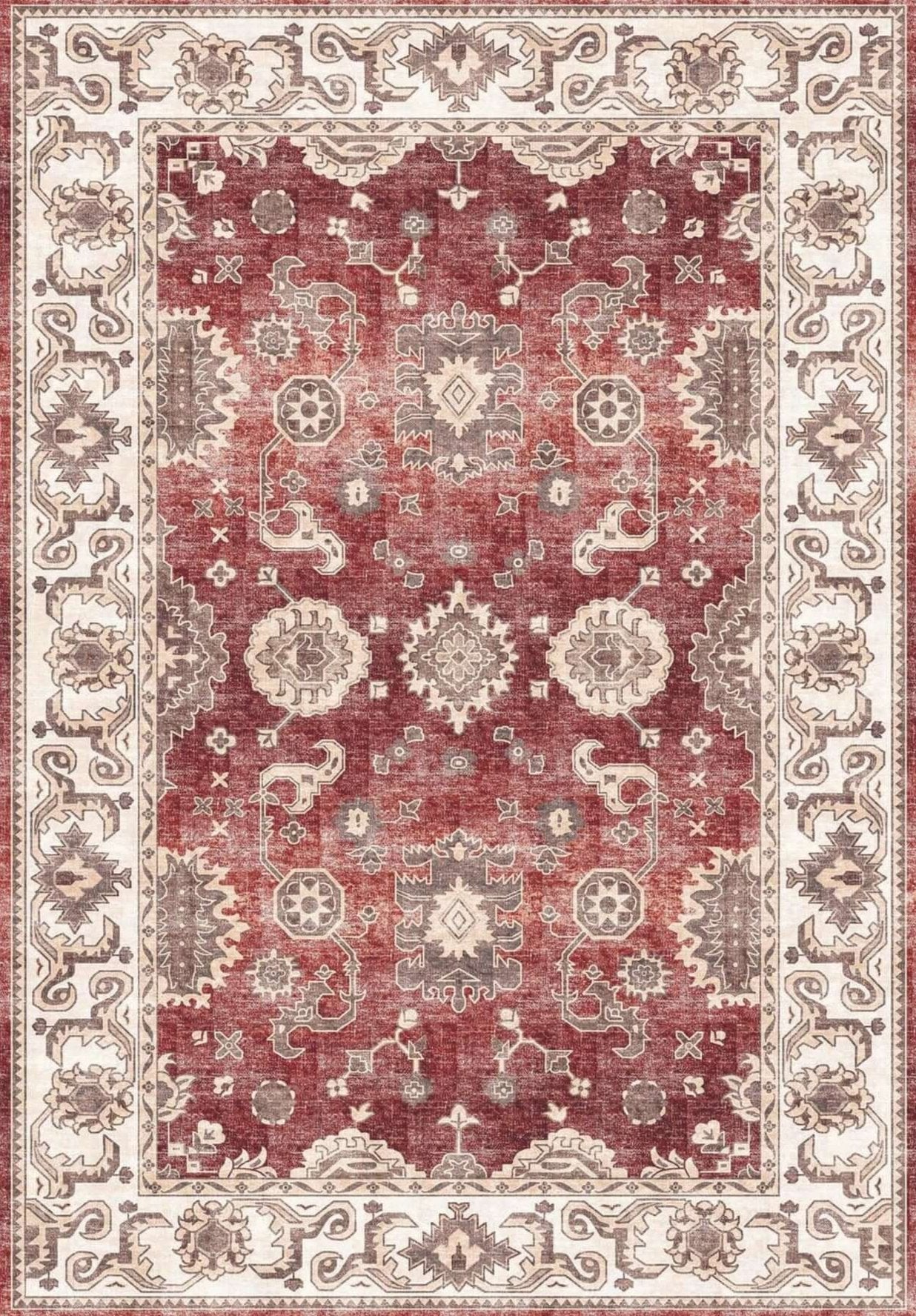 Jasru Vintage Washable Non-Slip Rug for Effortless Style & Comfort