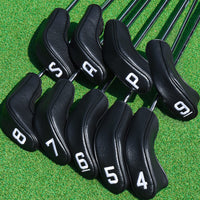 Big Teeth Golf Hybrid Iron Head Covers Right&left handed clubs Headcovers 9Pcs (4-9,P,A,S) Long Neck fit for Cleveland Launcher Set,Cobra
