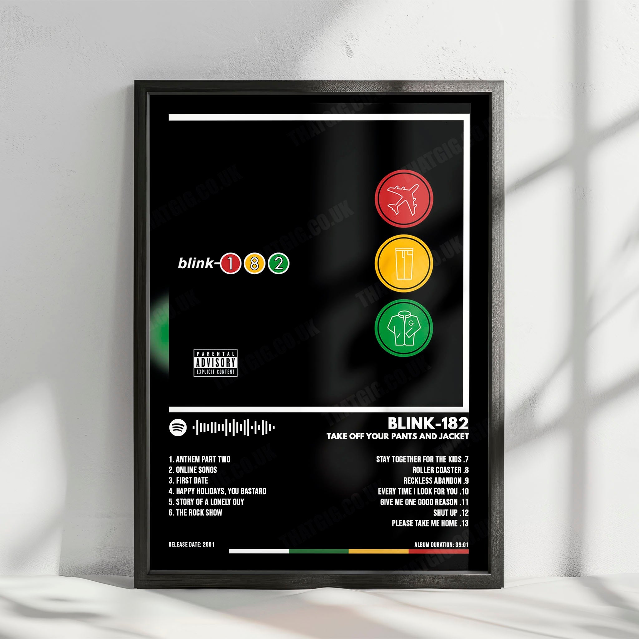 Blink-182 "Take Off Your Pants and Jacket" Album Cover Poster - with Complete Tracklist