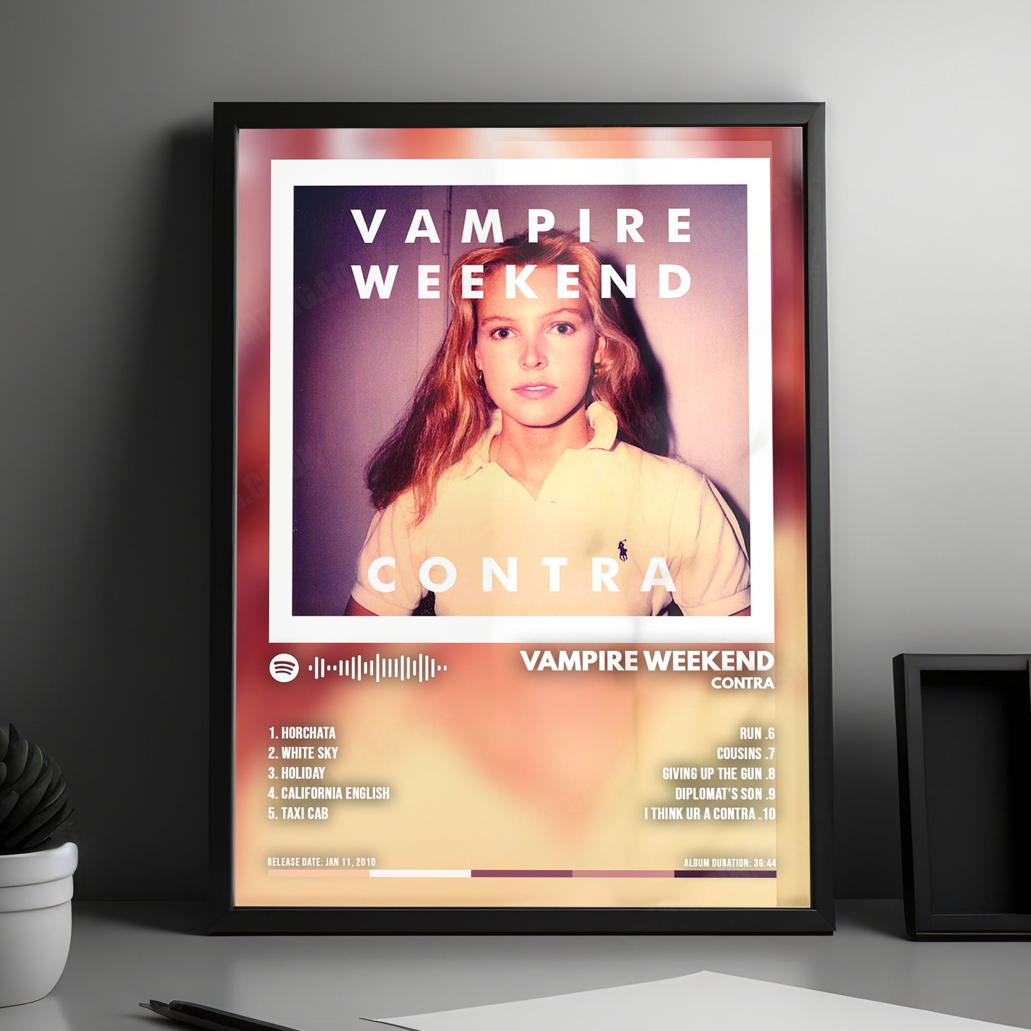 Vampire Weekend "Contra" Album Cover Poster - with Complete Tracklist
