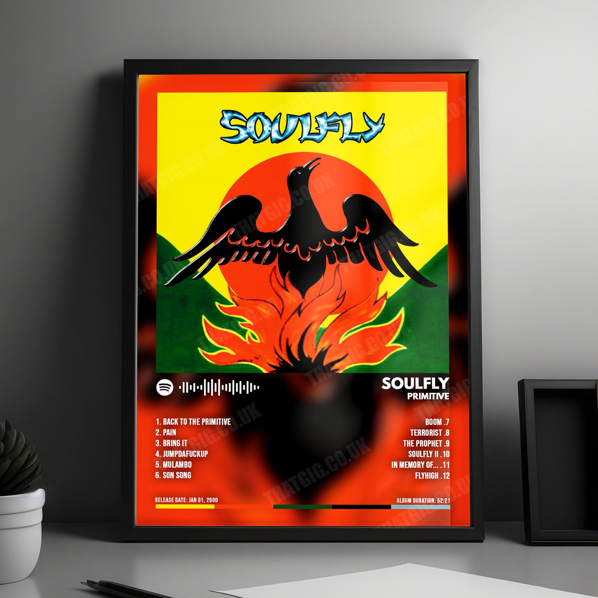 Soulfly "Primitive" Album Cover Poster - with Complete Tracklist