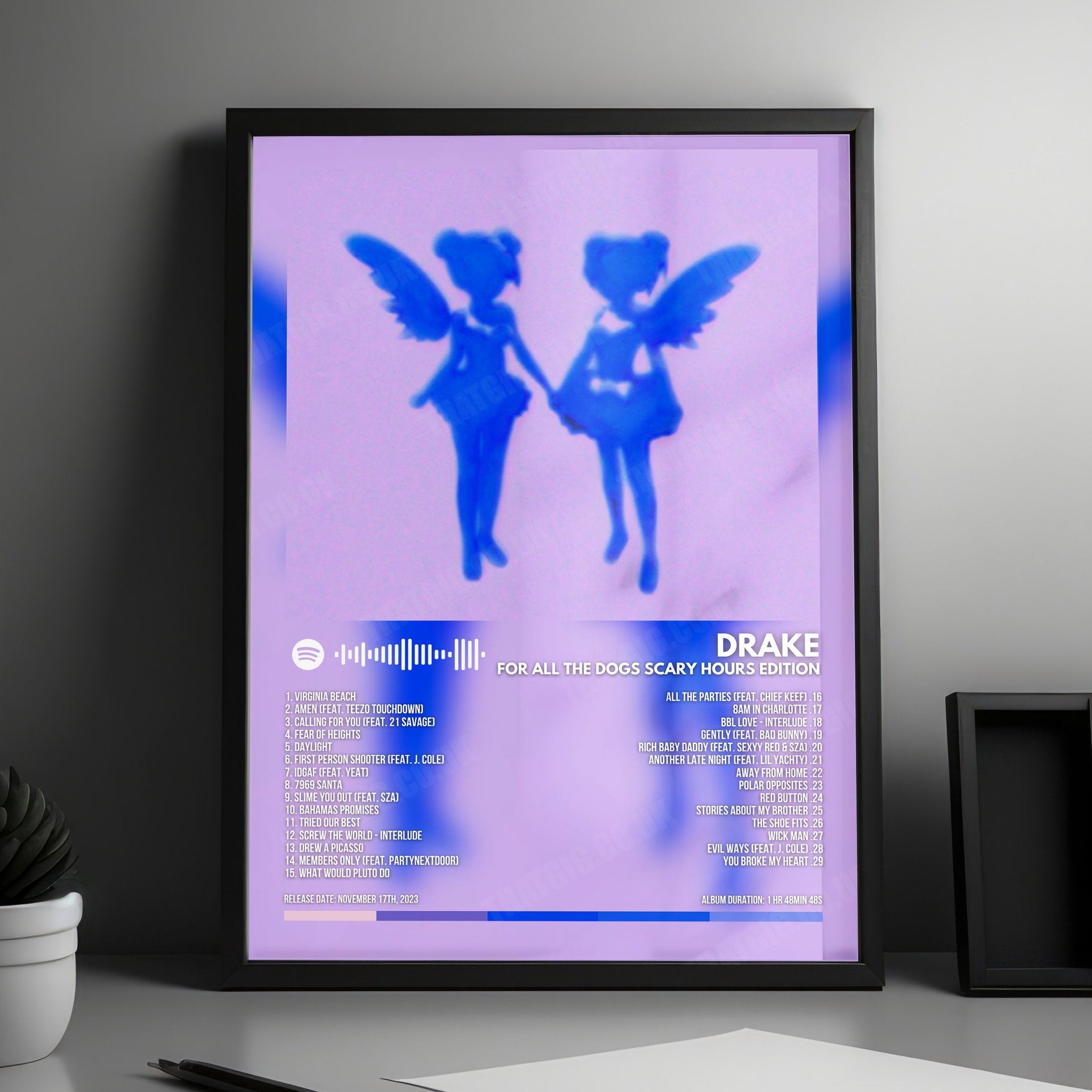 Drake "For All The Dogs: Scary Hours Edition" Album Cover Poster - with Complete Tracklist