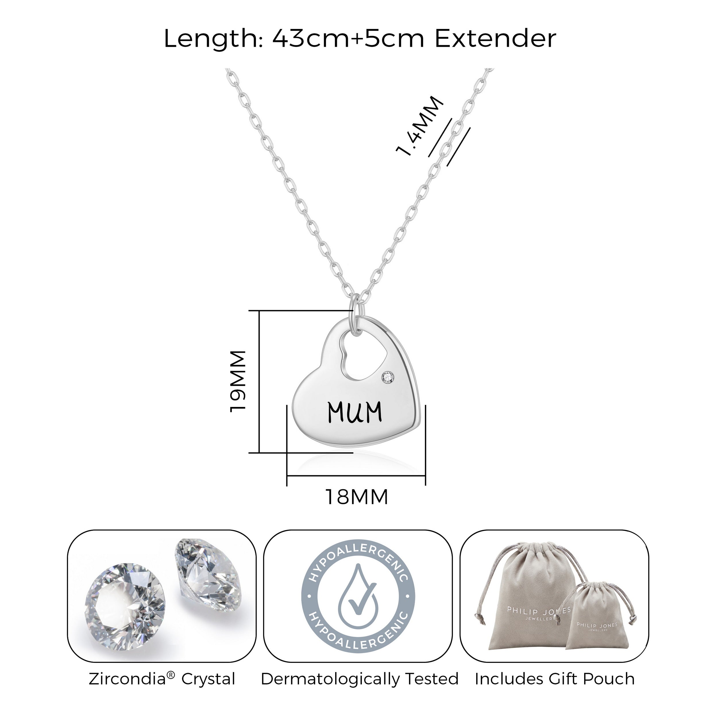 Mother and Daughter Quote Heart Necklace Created with Zircondia® Crystals