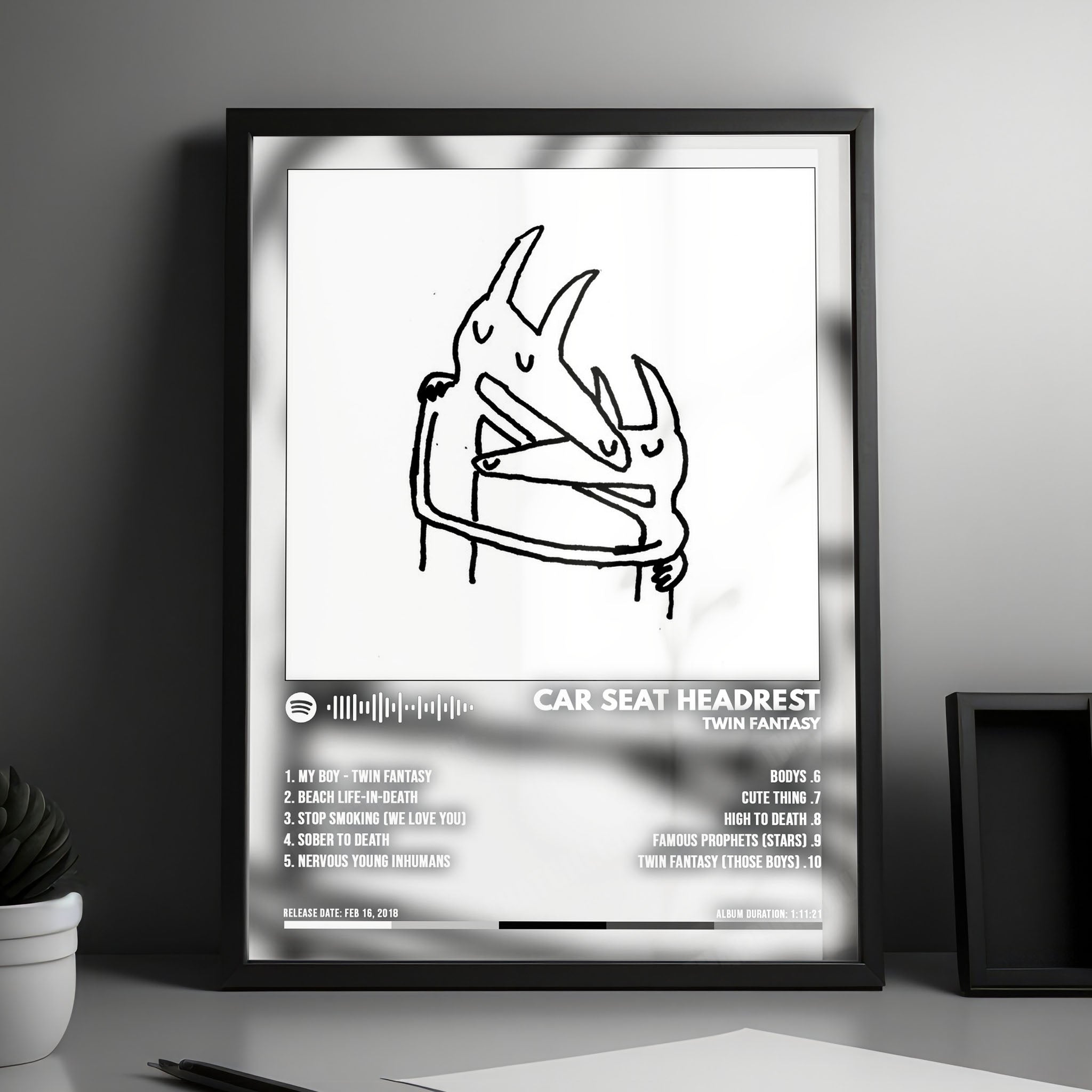 Car Seat Headrest "Twin Fantasy" Album Cover Poster - with Complete Tracklist