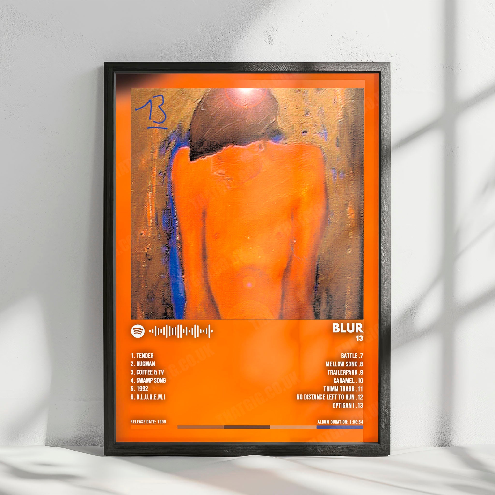 Blur "13" Album Cover Poster - with Complete Tracklist