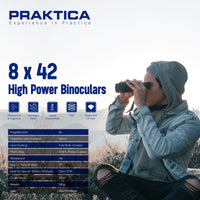 PRAKTICA Pioneer R 8x42mm Binoculars - Blue
